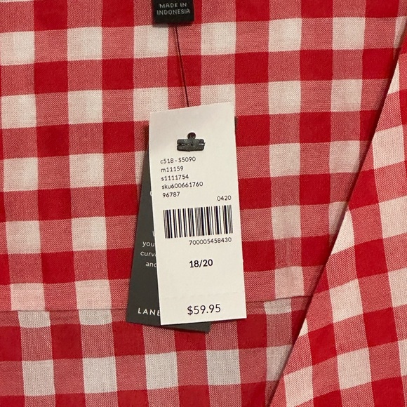 Lane Bryant Red & White True Wrap Gingham Top Blouse long sleeves - Picture 4 of 4